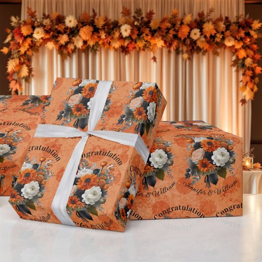 Papier Cadeau Halloween Mariage Personnaliser les noms Citrouill