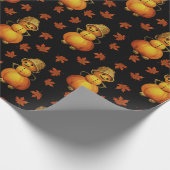 Papier Cadeau Halloween mignon Citrouille Automne quitte Motif (Coin)