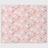 Papier Cadeau Halloween mignon Fantôme rose Avec Nom Personnalis (Plat)