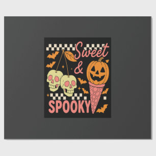 Papier Cadeau Halloween Mignon Sucré et Effrayant