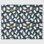 Papier Cadeau Halloween mignons Fantômes Ajouter le nom de l'enf (Plat)