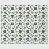 Papier Cadeau Halloween moderne 3 Citrouilles et chauves-souris (Plat)