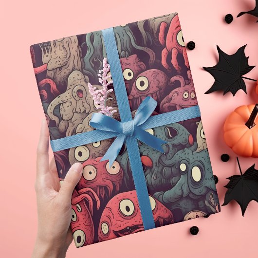 Papier Cadeau Halloween Monstre Oeil Éffrayant Boo-tiful
