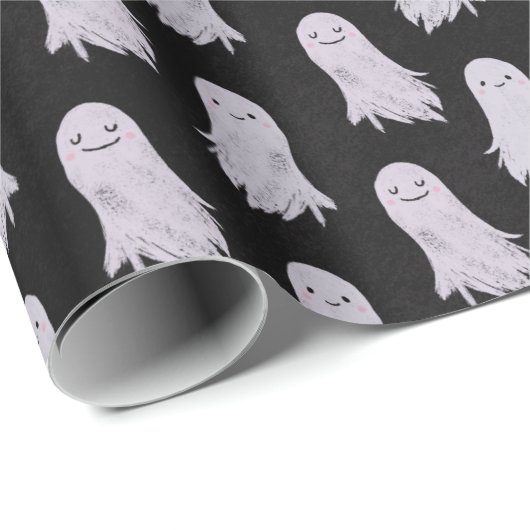 Papier Cadeau Halloween Motif de Cute Ghosts (Coin rond)