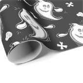 Papier Cadeau Halloween Motif des mignons fantômes (Coin rond)