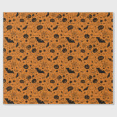 Papier Cadeau Halloween Motif d'Halloween orange et noir (Plat)