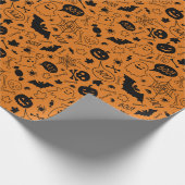 Papier Cadeau Halloween Motif d'Halloween orange et noir (Coin)