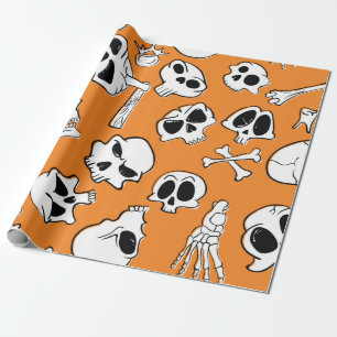 Papier Cadeau Halloween motif sans couture avec crânes et os.