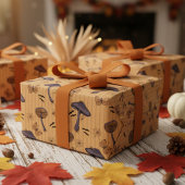 Papier Cadeau Halloween moutarde rayée et papillon