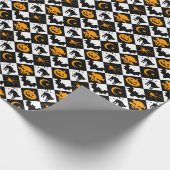 Papier Cadeau Halloween noir blanc Orange arlequin Motif (Coin)