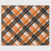 Papier Cadeau Halloween noir orange et blanc plaid (Plat)