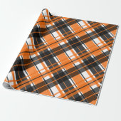 Papier Cadeau Halloween noir orange et blanc plaid (Déroulé)