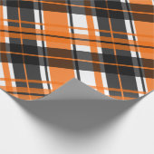 Papier Cadeau Halloween noir orange et blanc plaid (Coin)