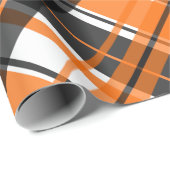 Papier Cadeau Halloween noir orange et blanc plaid (Coin rond)