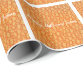 Papier Cadeau Halloween Orange éffrayant (Coin rond)