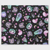 Papier Cadeau Halloween pastel gothique apothecaire et cimetière (Plat)