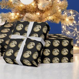 Papier Cadeau Halloween Pleine lune De Récolte Et Bateaux De Vol