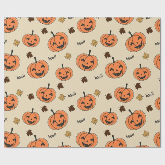 Papier Cadeau Halloween Pumpkin Seamless Pattern (Plat)
