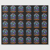 Papier Cadeau Halloween QUEEN Witch Art avec conception de chat  (Plat)