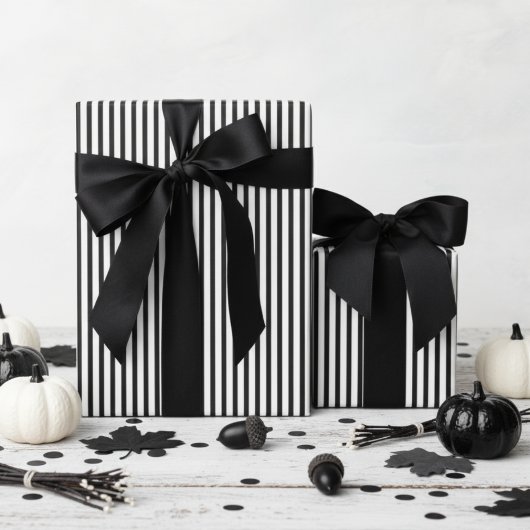 Papier Cadeau Halloween rayure noir et blanc
