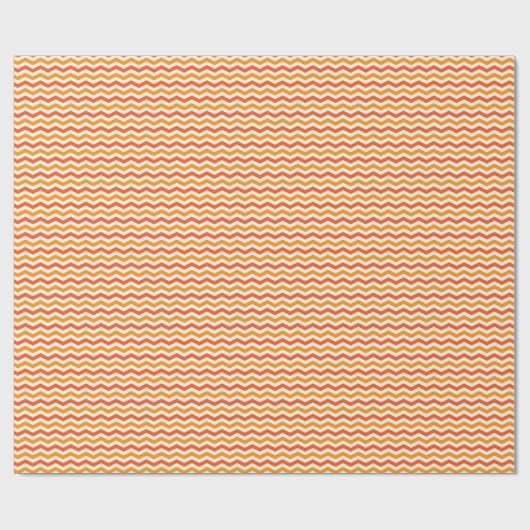 Papier Cadeau Halloween Retro Chevron Bright Orange Blanc (Plat)