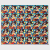 Papier Cadeau Halloween rétro Pin-up sorcière (Plat)