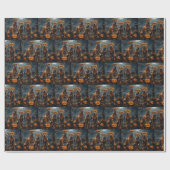 Papier Cadeau Halloween Rhodesian Ridgeback Éffrayant (Plat)