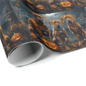 Papier Cadeau Halloween Rhodesian Ridgeback Éffrayant (Coin rond)