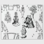 Papier Cadeau halloween rococo baroque squelette toile crâne (Plat)