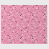 Papier Cadeau Halloween rose et gris mignon Fantôme de chat (Plat)