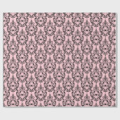 Papier Cadeau Halloween rose et noir (Plat)