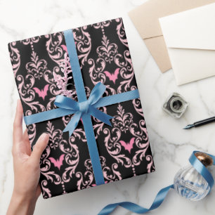Papier Cadeau Halloween rose et noir