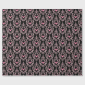 Papier Cadeau Halloween rose et noir (Plat)
