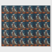 Papier Cadeau Halloween Saint Bernard avec la peur Citrouille (Plat)