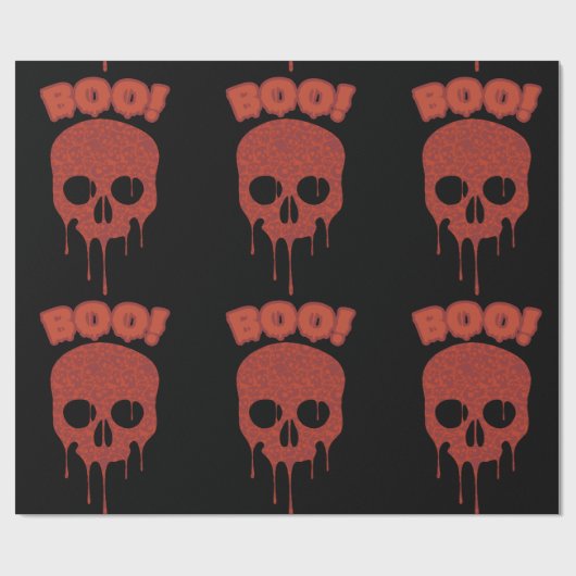Papier Cadeau Halloween sanglant Boo Skull (Plat)