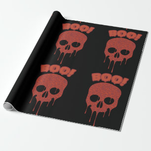 Papier Cadeau Halloween sanglant Boo Skull