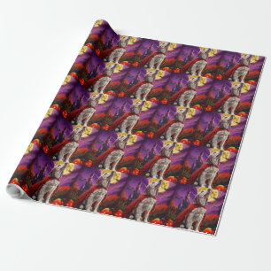 Papier Cadeau Halloween Setter Anglais Vampire Citrouilles Effra