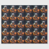 Papier Cadeau Halloween Shar Pei Avec La Peur Citrouille (Plat)