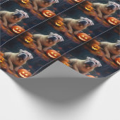 Papier Cadeau Halloween Shar Pei Avec La Peur Citrouille (Coin)