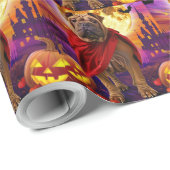 Papier Cadeau Halloween Shar Pei Vampire Citrouilles effroi (Coin rond)