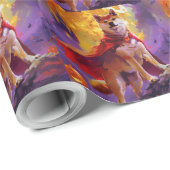 Papier Cadeau Halloween Shiba Inu Vampire Citrouilles effroi (Coin rond)