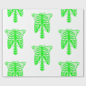 Papier Cadeau halloween Skeleton Rib Acide caissé vert (Plat)