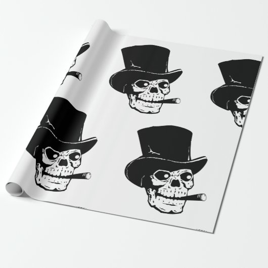 PAPIER CADEAU HALLOWEEN SKULL AVEC CASQUETTE (Déroulé)
