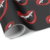 Papier Cadeau Halloween Slay avec moi Vampire Fangs Éffrayant (Coin rond)