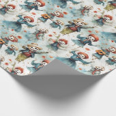 Papier Cadeau Halloween Soirée dansante Squelette sorcières (Coin)