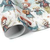 Papier Cadeau Halloween Soirée dansante Squelette sorcières (Coin rond)