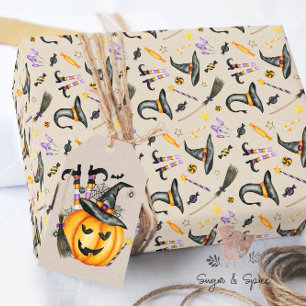 Papier Cadeau Halloween sorcière et papier d'enveloppement de bo
