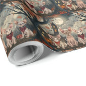 Papier Cadeau Halloween sphynx chats Éffrayant (Coin rond)