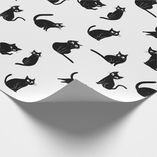 Papier Cadeau Halloween Spooky Cats Funny Pattern (Coin)