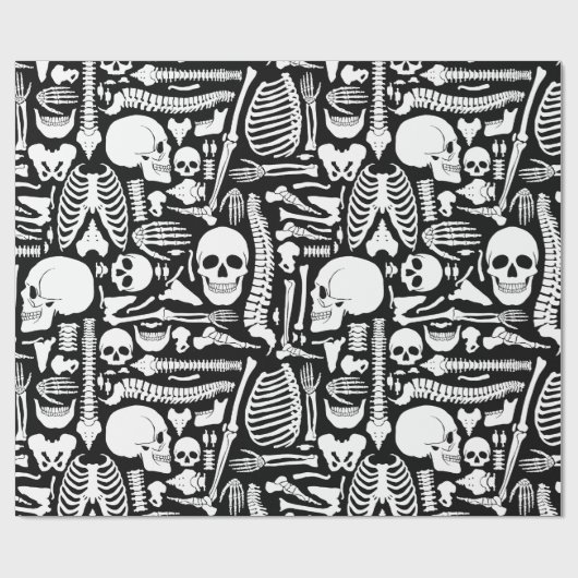 Papier Cadeau halloween squelette anatomique os motif (Plat)